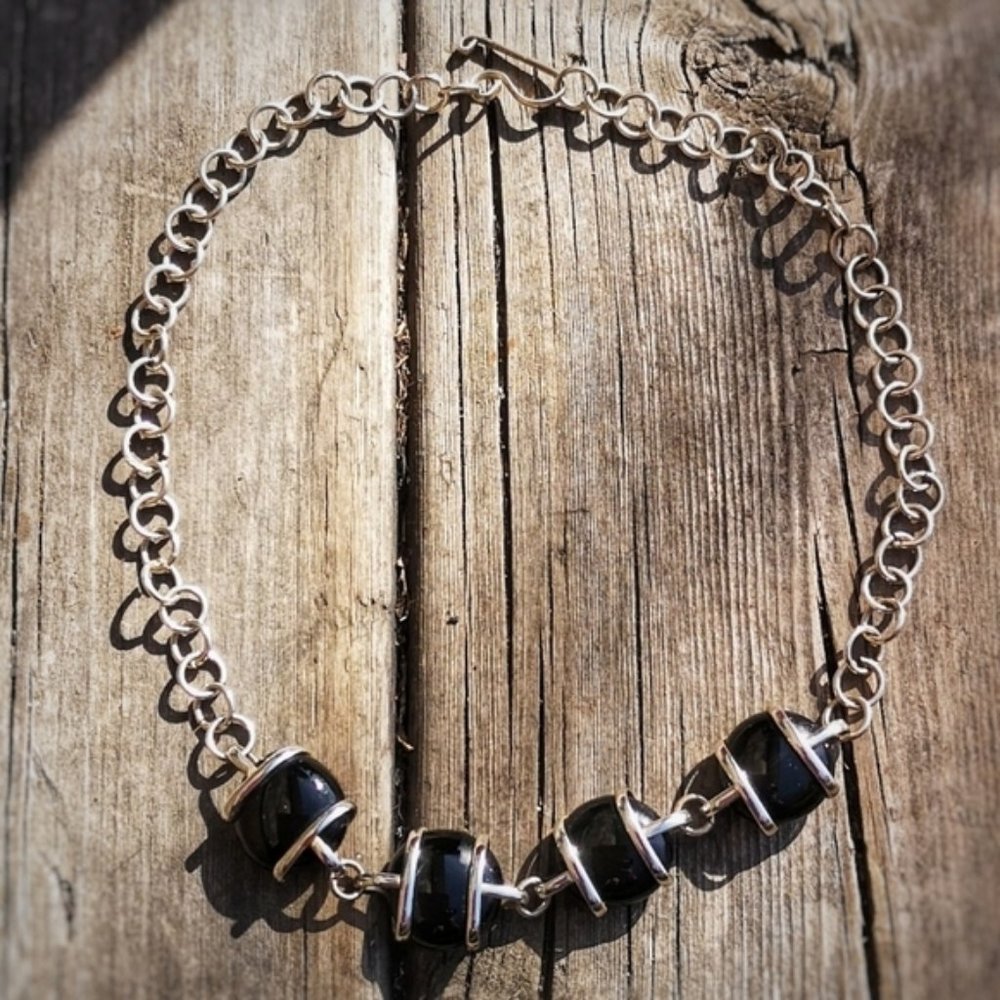 Vintage Alpaca Silver And Glass Necklace